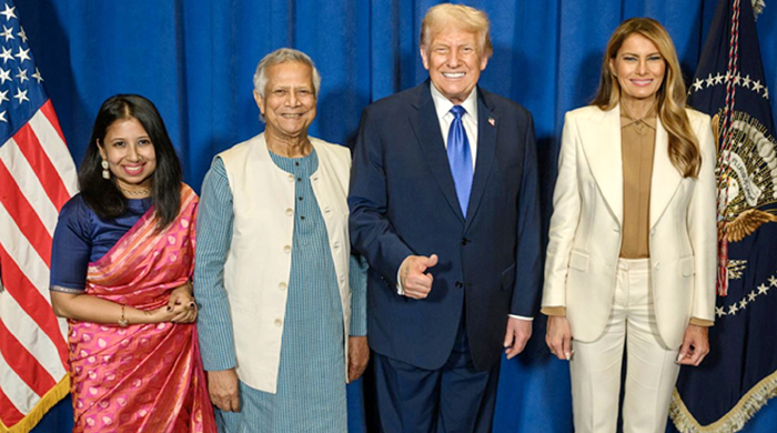 মার্কিন প্রেসিডেন্ট ট্রাম্পের সংবর্ধনা অনুষ্ঠানে প্রধান উপদেষ্টা ও তাঁর কন্যার যোগদান